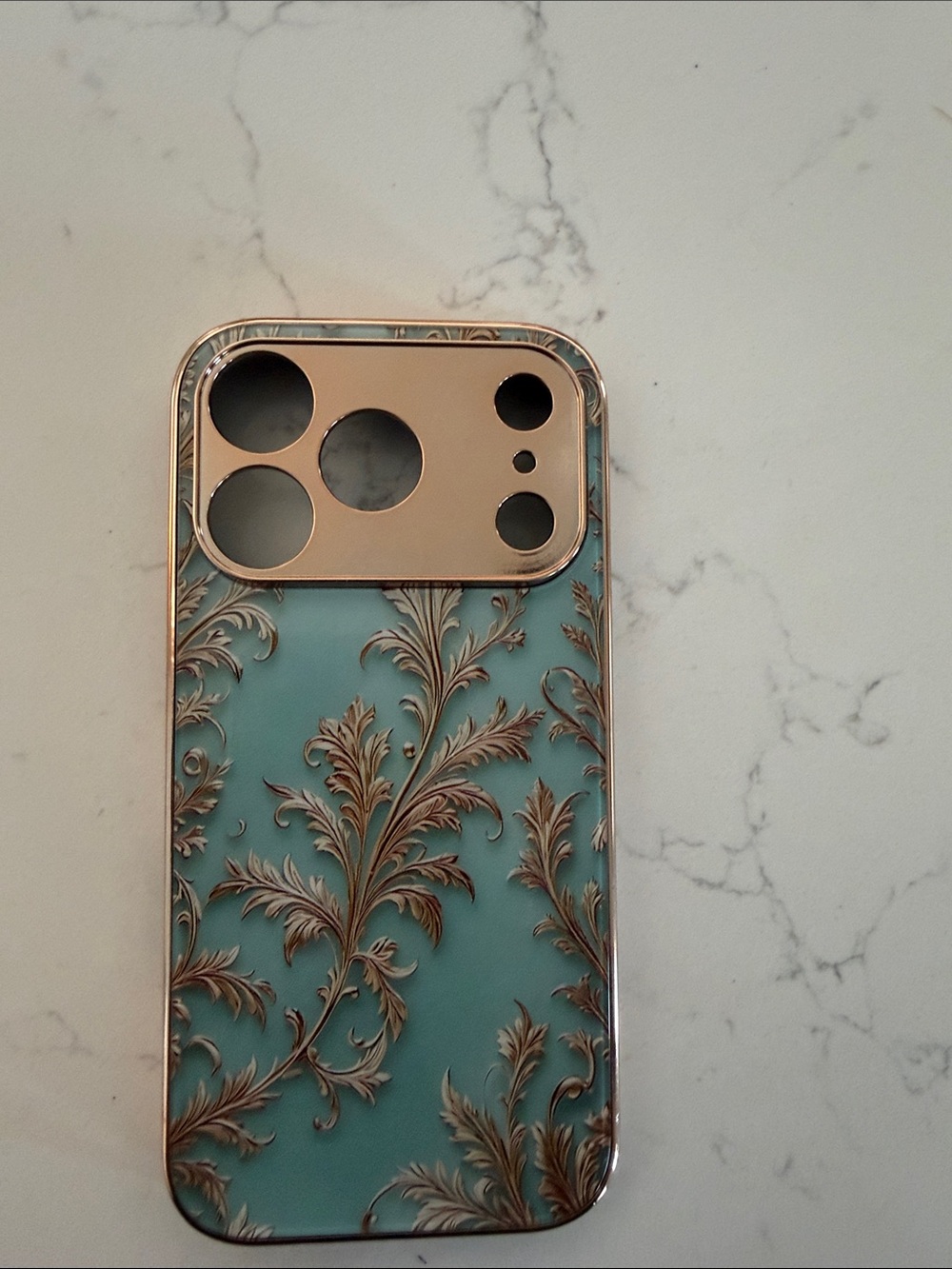 Stylish Gold & Teal Decorative Phone Case - for iPhone 17 pro only